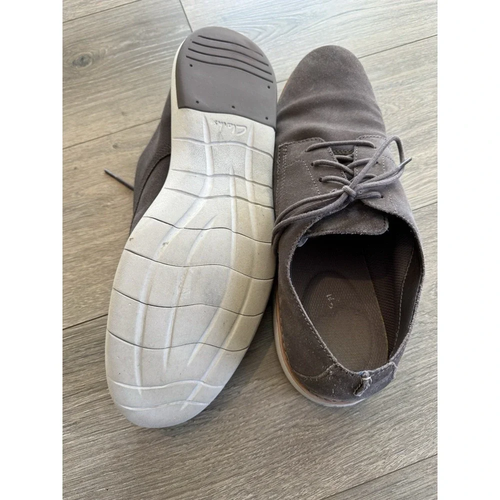 Clarks Casual Lace Up Oxford Shoes Brown Leather Mens Size 12 US Comfort Shoes